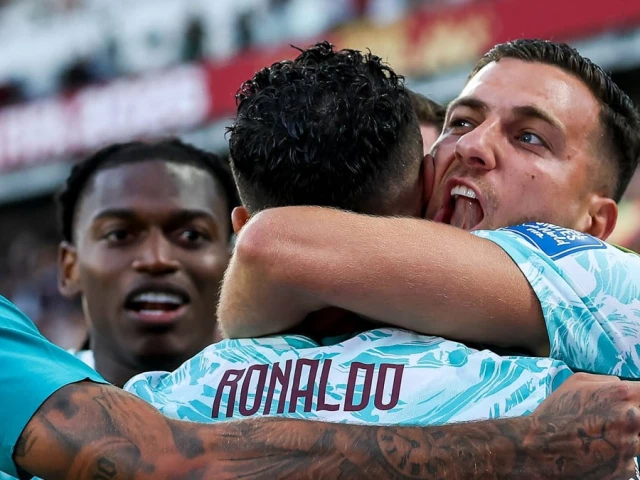portugal players celebrate ronaldo s equalizer against croatia photo afp portugal players celebrate ronaldo s equalizer against croatia photo afp