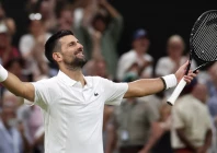 serbia s novak djokovic celebrates beating canada s felix auger aliassime at wimbledon photo afp