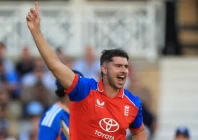 england s josh tongue celebrates his dismissal of shivam dube during a 125 run defeat of india in the third t20 at trent bridge photo afp