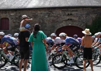 the pack of riders peloton cycles during the 9th stage of the 113th edition of the tour de france cycling race 154 6 km between malemort and ussel in central france photo afp