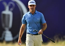 jackson suber leads after his first ever round at the british open photo afp