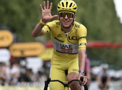 pogacar wins record equalling fifth tdf