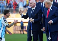 us president donald trump and fifa president gianni infantino greet argentina s lionel messi 10 after their loss in the world cup final in east rutherford photo afp us president donald trump and fifa president gianni infantino greet argentina s lionel messi 10 after their loss in the world cup final in east rutherford photo afp