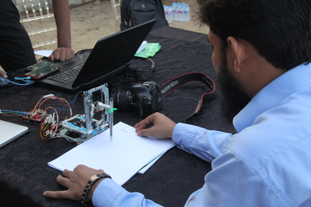 Many stalls made use of simple but interesting technology to grab the interest of passersby. PHOTO: AYESHA MIR/EXPRESS