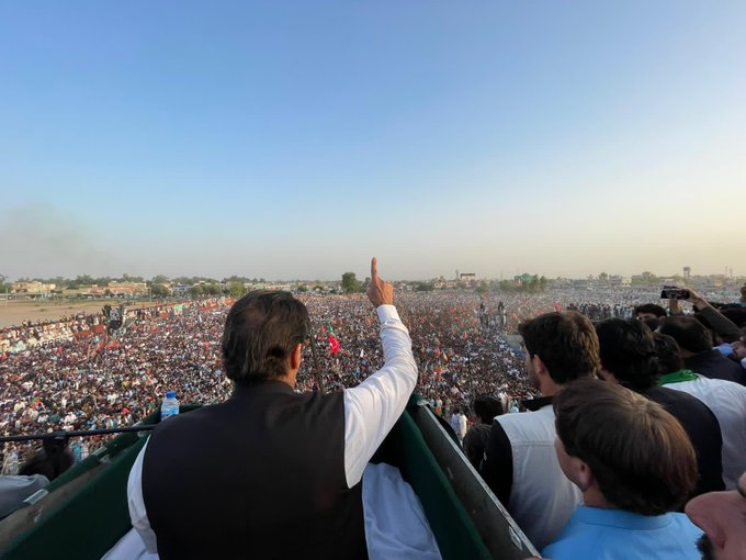 former prime minister imran khan addressing a rally in mianwali photo express