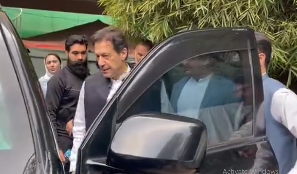 pti chief imran khan leaves for islamabad to attend toshakhana case hearing photo twitter pti