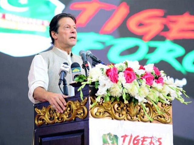 pm imran khan addresses a gathering of his party s volunteer force tiger force in islamabad on october 17 photo app