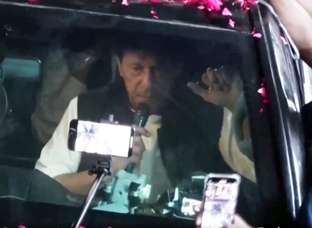 pti chief imran khan is addressing a party rally in lahore on may 6 2023 screengrab pti chief imran khan is addressing a party rally in lahore on may 6 2023 screengrab