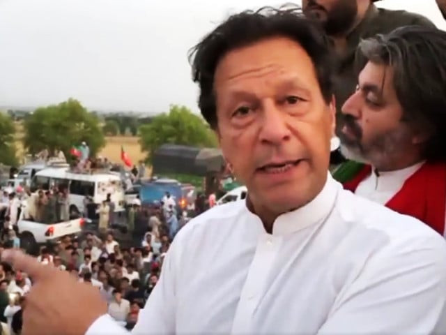 imran khan recording a video message for his supporters atop his container on wednesday may 25 screengrab imran khan recording a video message for his supporters atop his container on wednesday may 25 screengrab