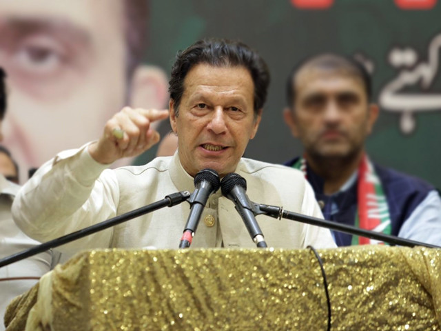 imran khan addressing a workers convention in lahore on sunday june 26 photo pti facebook