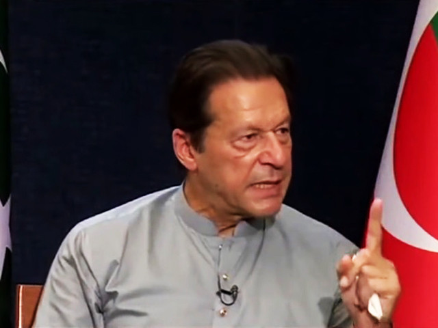 pti chairman imran khan speaking during an interview with local tv channel screengrab
