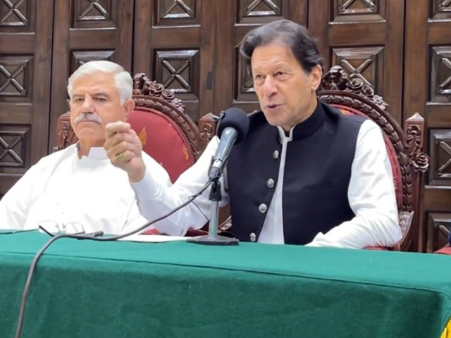 imran khan addressing the media in peshawar on friday may 27 screengrab