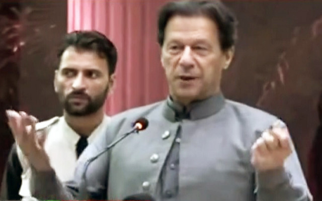 prime minister imran khan addressing a social media conference in peshawar on june 1 2022 screengrab