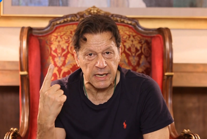 image shows pakistan tehreek e insaf pti founder imran khan addressing his supporters in a video message released on social media on tuesday march 14 2023