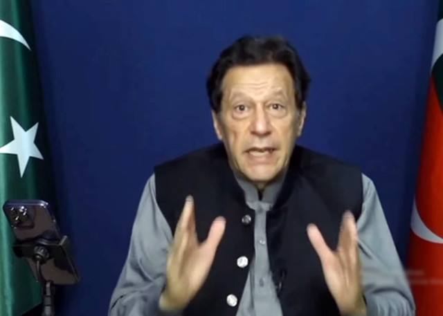 former prime minister imran khan answering questions of participants during a twitter space on may 22 2023 screengrab