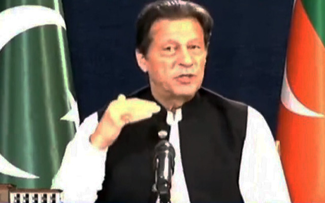 pti chairman imran khan is addressing the nation in islamabad on monday july 18 screengrab