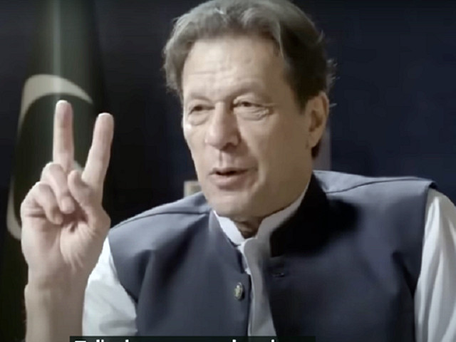 former prime minister and pti chief imran khan is speaking during an interview with vice news screengrab
