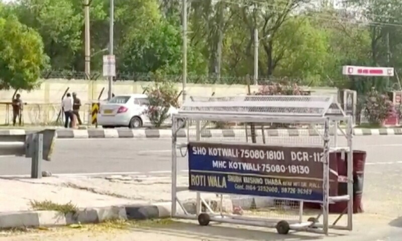 barricades are set up outside bathinda military station following a firing incident at the station that killed four people in bhatinda punjab india april 12 2023 in this screengrab taken from a handout video photo reuters