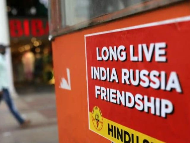 a poster in support of russia stuck by a right wing group is seen in new delhi in early march india is the only quad member that has not condemned moscow s invasion of ukraine photo reuters a poster in support of russia stuck by a right wing group is seen in new delhi in early march india is the only quad member that has not condemned moscow s invasion of ukraine photo reuters