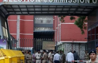 members of security forces stand guard at the entrance of election commission of india headquarters on the day of a protest by the supporters of india s main opposition congress party demanding the resignation of chief election commissioner gyanesh kumar in new delhi india september 25 2026 photo reuters