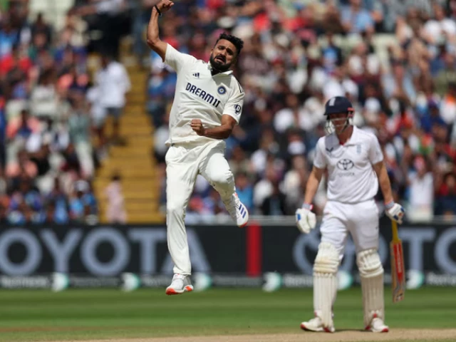 india s akash deep celebrates after taking the wicket of england s ollie pope photo reuters india s akash deep celebrates after taking the wicket of england s ollie pope photo reuters