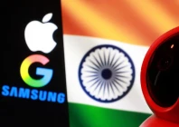 the indian flag apple google samsung logos and a surveillance camera are seen in this illustration taken december 4 2025 reuters