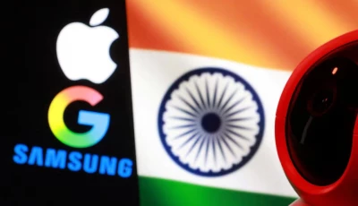 the indian flag apple google samsung logos and a surveillance camera are seen in this illustration taken december 4 2025 reuters