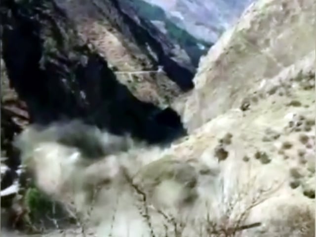 a wall of dust rock and water hit as an avalanche roared down the rishiganga valley deep in the mountains of uttarakhand screengrab