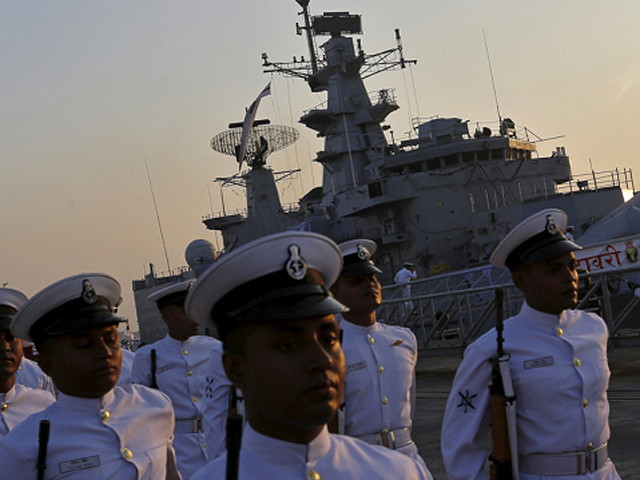 indian navy personnel leave after attending the decommissioning ceremony of india s first indigenously designed and built warship the ins godavari at a naval base in mumbai photo reuters file