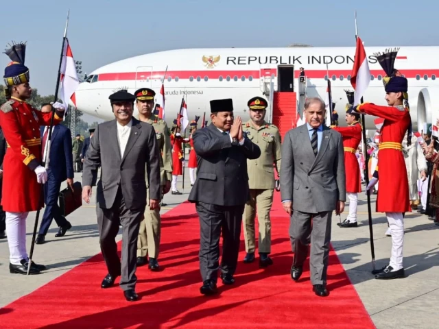 indonesian president subianto lands in islamabad for his first two day official visit