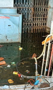 hospital building flooded with wastewater