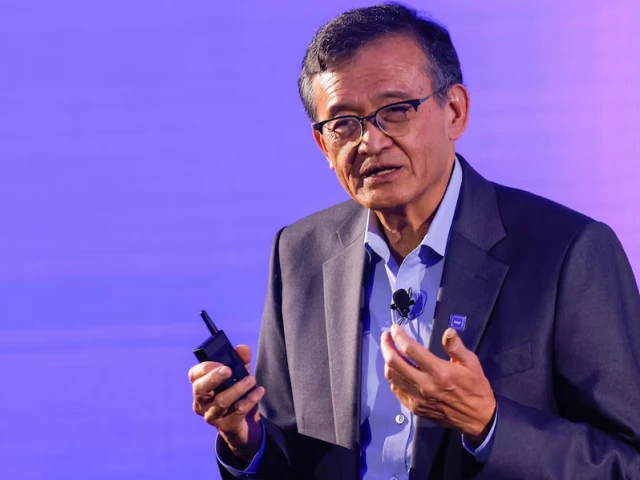 intel ceo lip bu tan makes a speech on stage in taipei taiwan may 19 2025 photo reuters