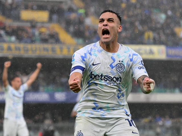 inter milan s lautaro martinez celebrates their second goal an own goal scored by hellas verona s martin frese photo reuters