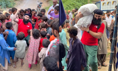 dirili ertu rul star celal al arrives in karachi to help flood affectees