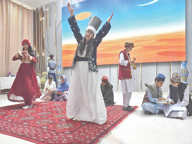 students perform tableaus on allama iqbal s renowned lala e sehra to educate their class fellows on his philosophy during the iqbal day celebrations at a local college photo inp students perform tableaus on allama iqbal s renowned lala e sehra to educate their class fellows on his philosophy during the iqbal day celebrations at a local college photo inp