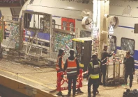 israeli security forces and rescue workers gather at a train station that was hit by shrapnel after an iranian strike in tel aviv photo afp