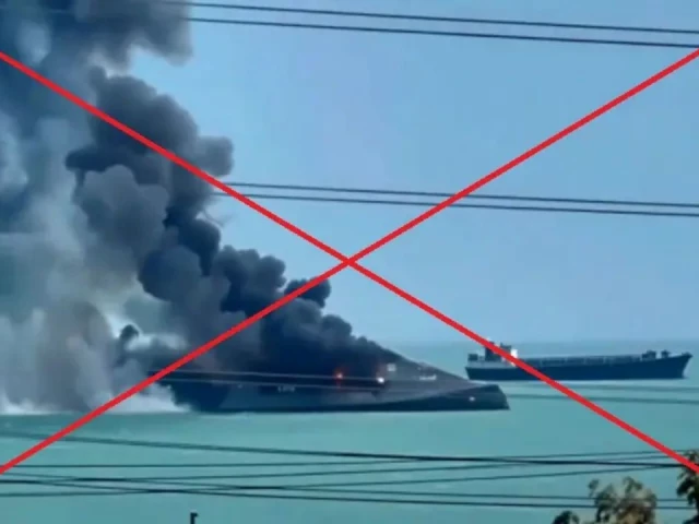 the claim that a viral video shows a ship recently destroyed by the iranian navy in the strait of hormuz is false photo video screen shot the claim that a viral video shows a ship recently destroyed by the iranian navy in the strait of hormuz is false photo video screen shot