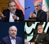 from upper left to right foreign minister abbas araghchi president masoud pezeshkian quds force commander esmail ghaani and parliament speaker mohammad bagher ghalibaf photo afp reuters