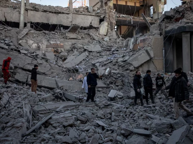 people stand in rubble at the site of an israel and us strike on a police station in tehran iran march 3 2026 photo reuters people stand in rubble at the site of an israel and us strike on a police station in tehran iran march 3 2026 photo reuters