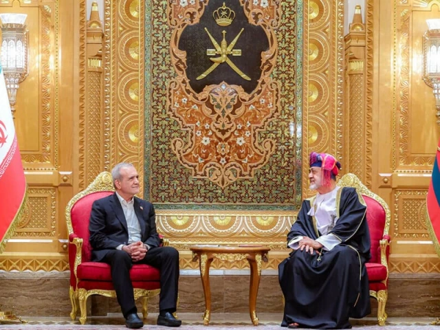 pezeshkian met sultan haitham bin tariq and told him tehran appreciated oman s help in the talks photo afp pezeshkian met sultan haitham bin tariq and told him tehran appreciated oman s help in the talks photo afp