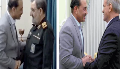 right iran s president masoud pezeshkian receives field marshal asim munir prior to their meeting in tehran photos irna afp