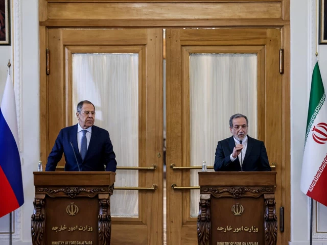 iran s foreign minister abbas araghchi r ruled out direct nuclear talks with the us during a visit by his russian counterpart photo afp iran s foreign minister abbas araghchi r ruled out direct nuclear talks with the us during a visit by his russian counterpart photo afp