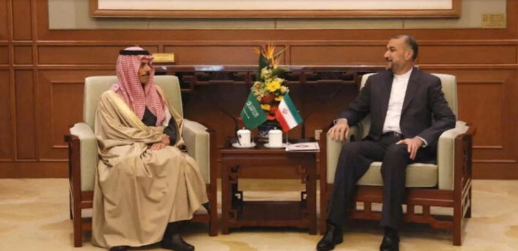 iranian foreign minister hossein amir abdollahian meets with saudi arabia s foreign minister prince faisal bin farhan al saud in beijing china april 6 2023 photo reuters