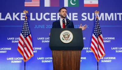 us vice president jd vance speaks to members of the media before boarding air force two after the u s and iran held high level talks at the lake lucerne summit at emmen military air base emmen switzerland june 22 2026 photo reuters