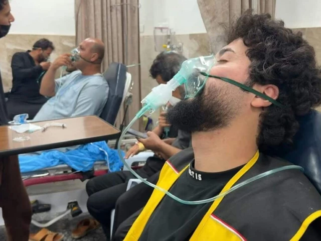 pilgrims in iraq are hospitalised with respiratory problems after inhaling chlorine as the result of a leak at a water treatment station according to authorities the incident took place overnight on the route between najaf and karbala in iraq photo afp