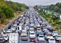 a view of a massive traffic jam clogs the islamabad expressway with a seemingly endless queues of cars buses and motorcycles stretching as far as the eye can see photo app