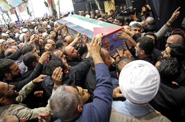 mourners carry the coffin of assassinated hamas chief ismail haniyeh during his funeral ceremony in tehran iran august 1 2024 photo reuters