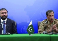 ispr dg lt gen ahmed sharif chaudhry and balochistan chief minister sarfraz bugti address a news conference in islamabad photo app