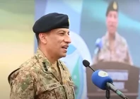 director general of the inter services public relations ispr lieutenant general ahmed sharif chaudhry addressing students at jinnah university for women in karachi on june 17 photo ispr video screen grab