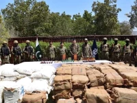the pakistan navy pakistan coast guards and the joint maritime information coordination centre with liquor and illegal medicines confiscated from the pishukan area of balochistan september 23 2026 photo inter services public relations